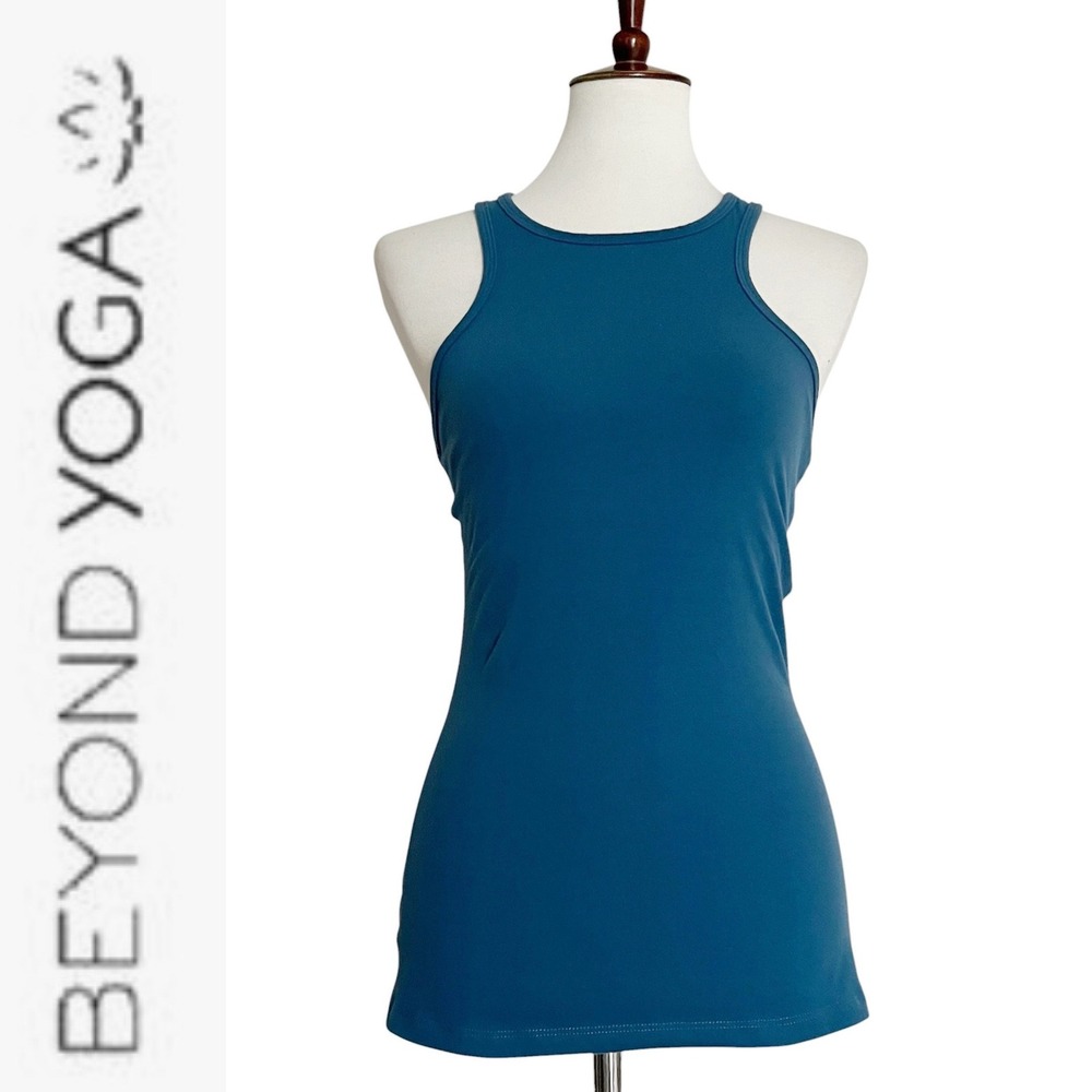 Beyond Yoga Teal Blue Under Lock and Keyhole Tank Top Size Medium